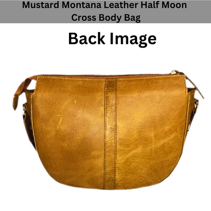 Mustard Montana Half Moon Leather Bag with Ear Pods Case