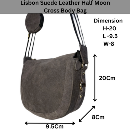 Lisbon Suede Leather Cross Body Bag with Ear Pods Case