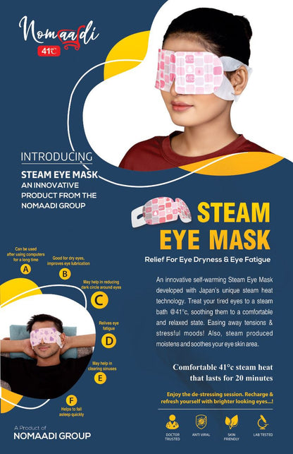 NOMAADI | 24 pcs | Self Heated Eye Mask for Stress Relief Eye Fatigue, Spa, Travel  Essentials Dark Circles and Puffiness with 30+Min Self-Heated Disposable Eye Mask