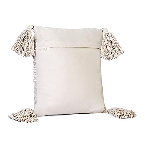 Nomaadi Dreamy Ivory Cotton Decorative Handmade Throw/Pillow Cushion Cover, set of 2 pcs