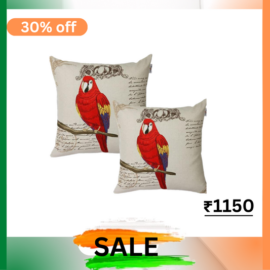 Red Parrot Cushion Cover 2 Set 18*18 inches