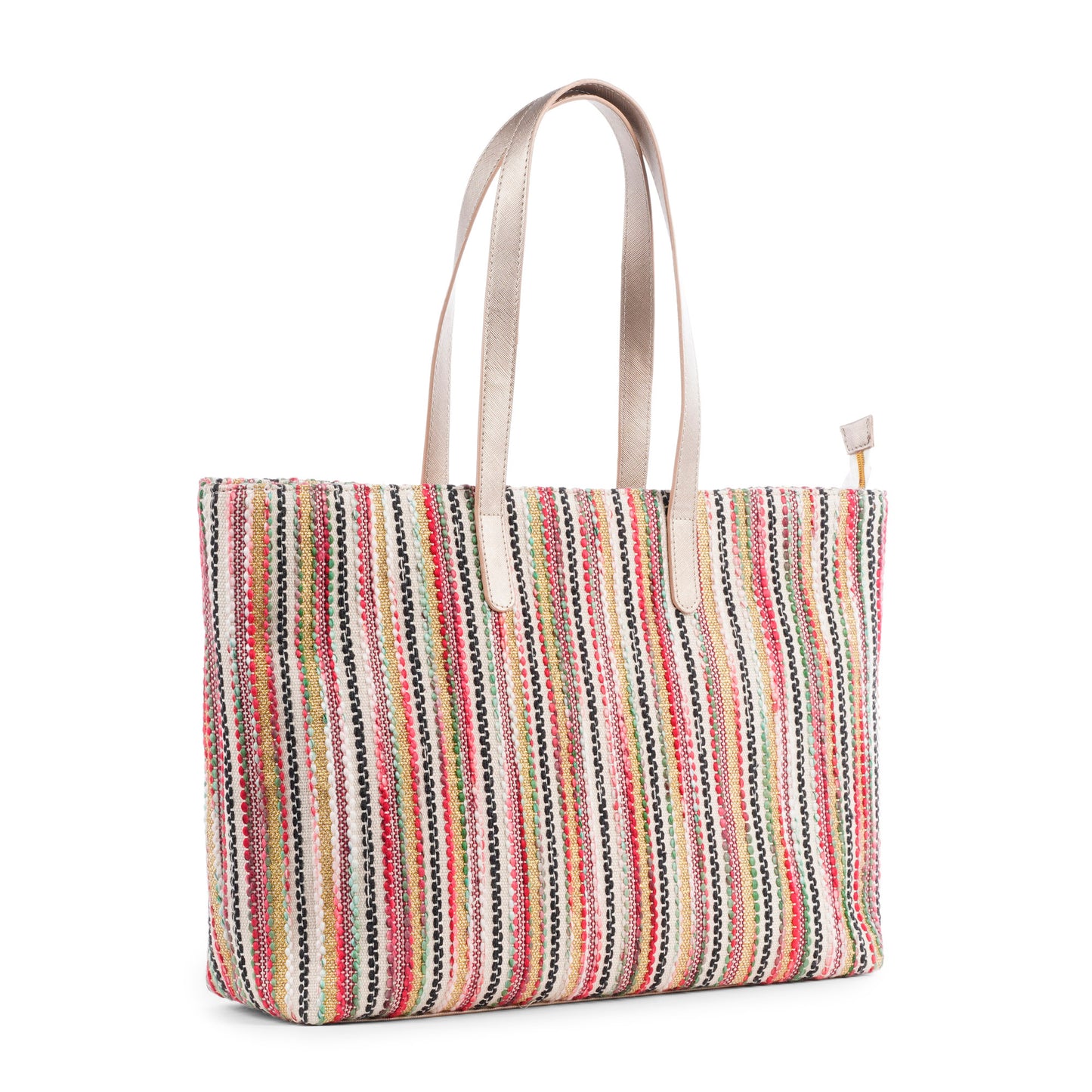 Pink and Golden Striped Tote Bag