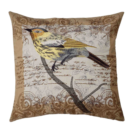 Yellow Sparrow Cushion Cover