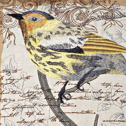 Yellow Sparrow Cushion Cover