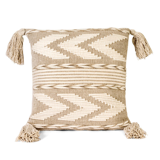 Dreamy Ivory Cotton Cushion Cover with Tassles