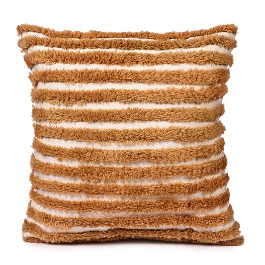 Fuzzy Golden Brown Textured & Tufted Boho Cushion