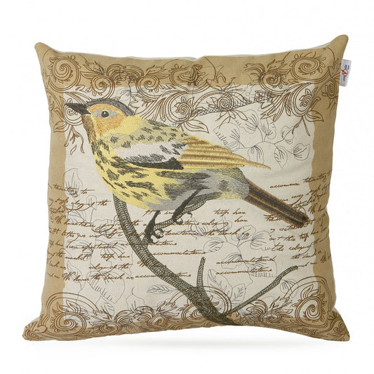 Sparrow Premium Embroidered Cushion Cover 18X18" Throw Pillow in Cotton Fabric Decorative Home Decor FREE SHIPPING