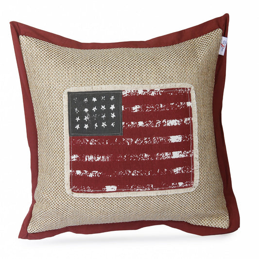Vintage American Flag Cotton Cushion Cover