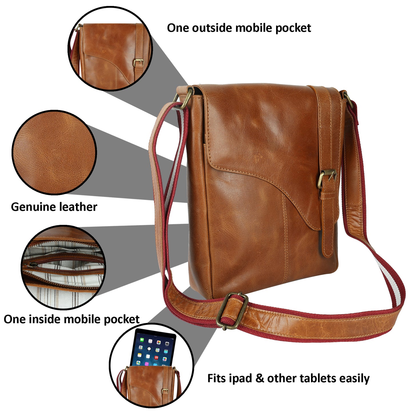 Starlight Crossbody Leather Messenger Bag fits an ipad and more